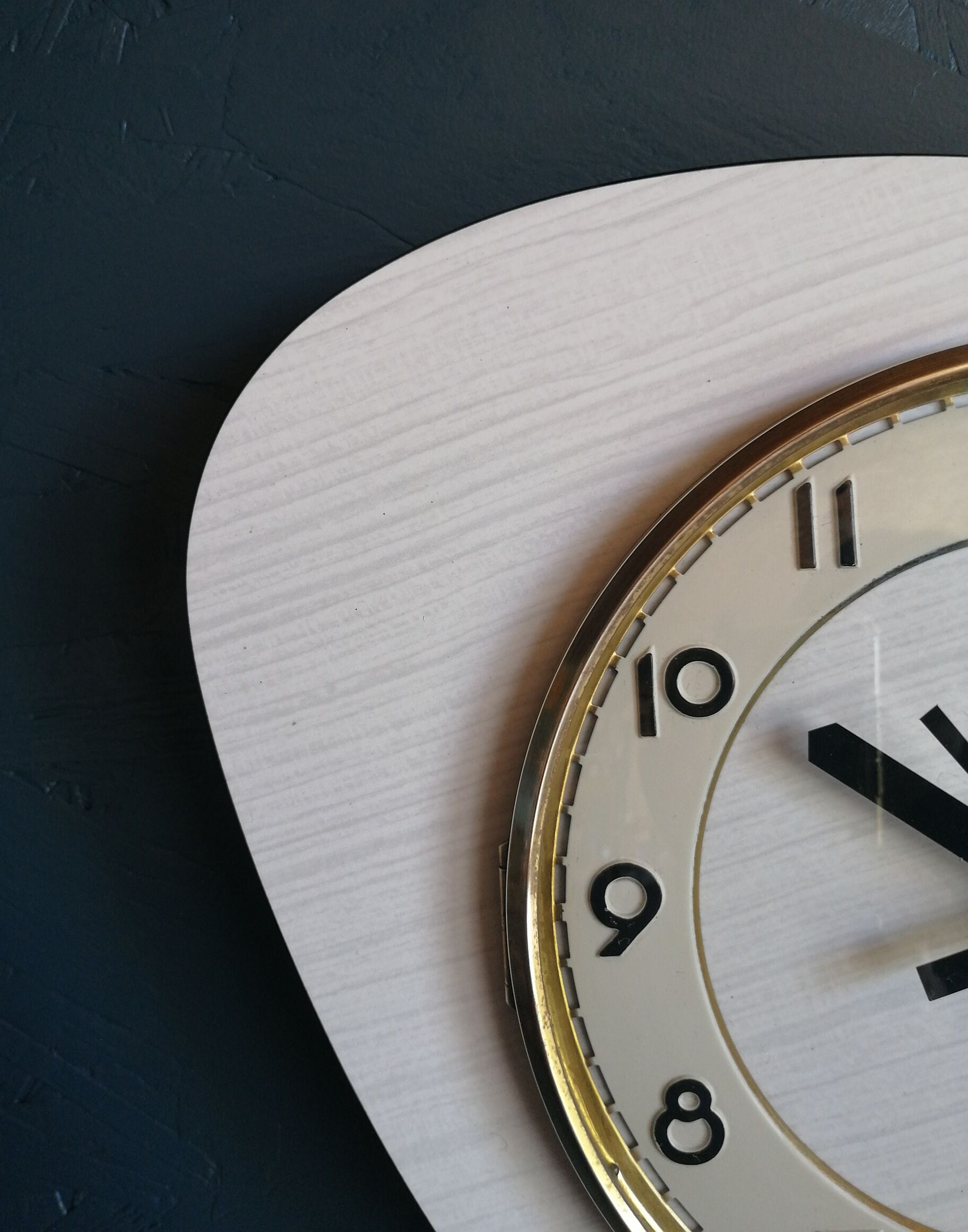 Vintage clock, "White and grey Formica" wall clock