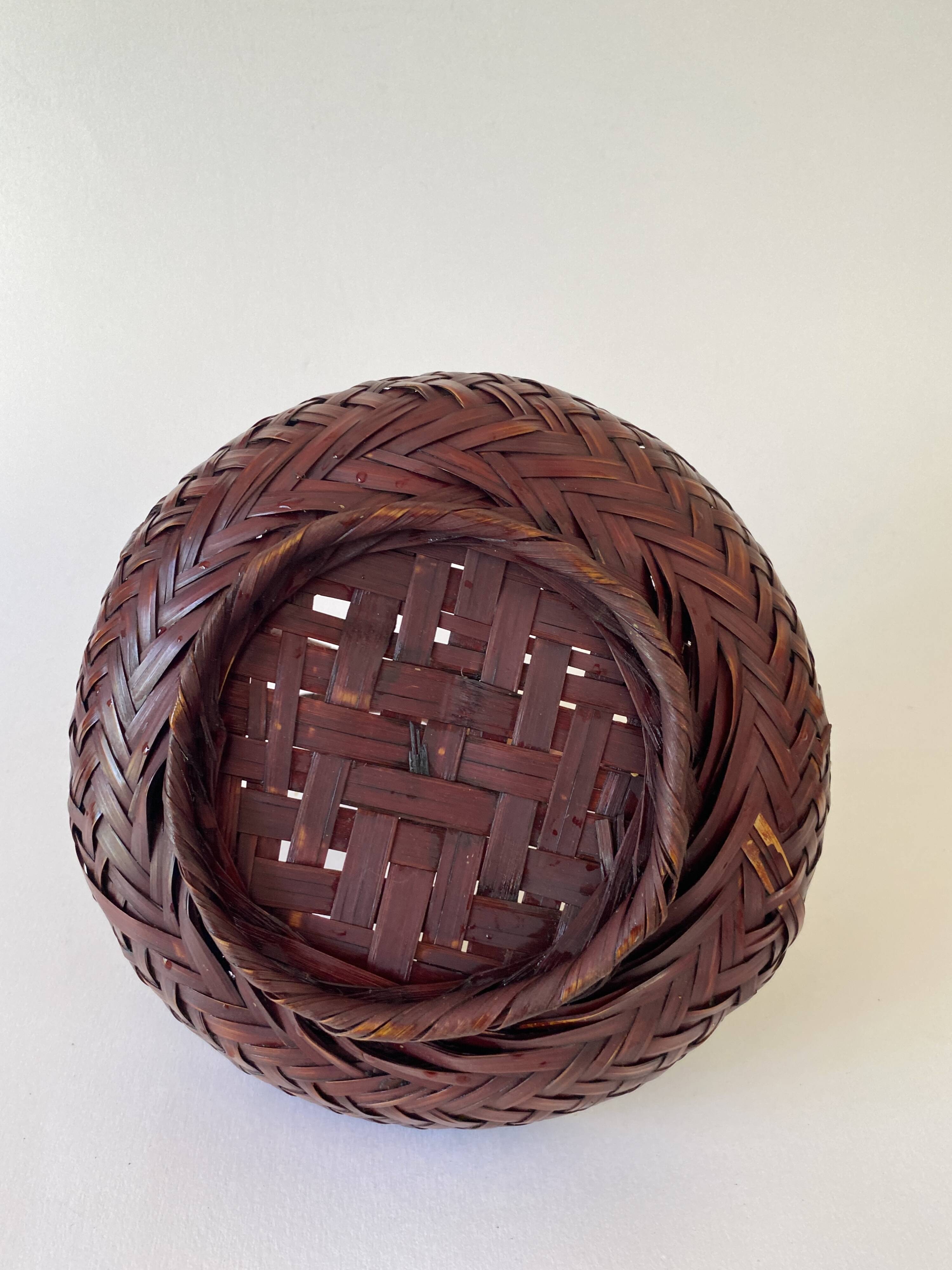 Japanese Ikebana basket, woven bamboo, 1960