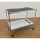 Desserte minimaliste 1970 en aluminium brossé plateau réversible