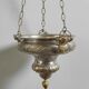 Ancient sanctuary lamp, silver-plated brass, winged angel, 130 cm.