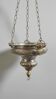 Lampe de sanctuaire ancienne laiton argenté ange ailé 130 cm