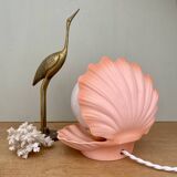 Vintage pink ceramic shell lamp