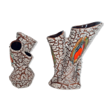 2 Vases of Vallauris in ceramic swaddled volcanic effect.