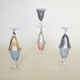 set of 7 multicolored Harlequin liqueur glasses