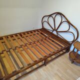 Rattan bed and bedside tables