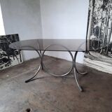 Large chrome and smoked glass table from the 70s