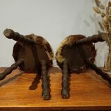 Duo of cowhide stools