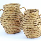 Set of 2 wicker pans