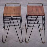 Vintage Teak Side Tables with Metal Frame, Denmark, 1960s, Set of 2