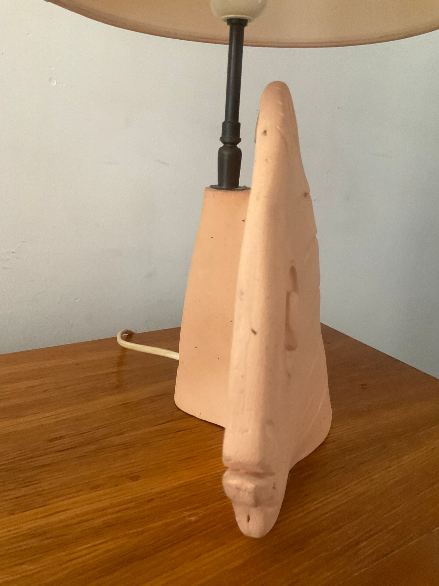 Vintage fish lamp in terracotta signed from the 1970s.