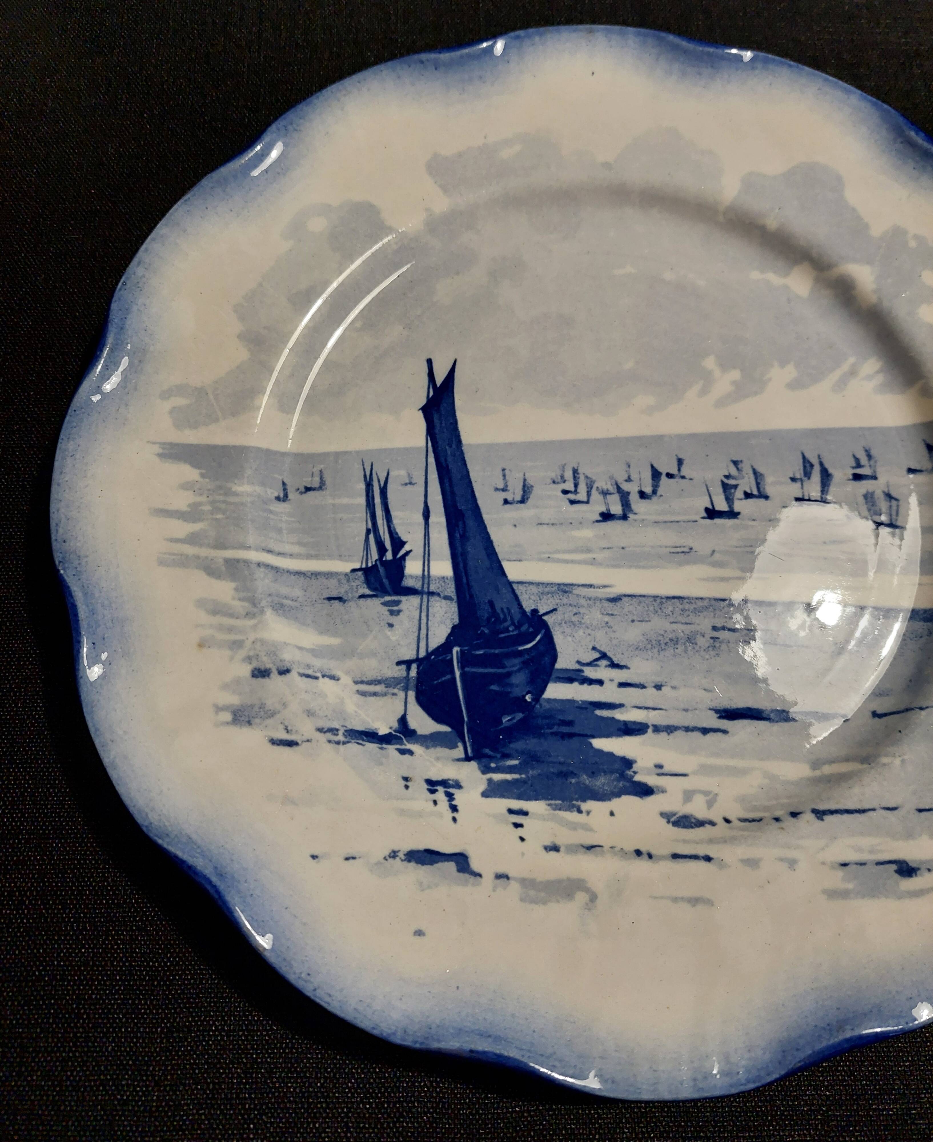 Sarreguemines earthenware plate with Marine decor late 19th century early 20th century