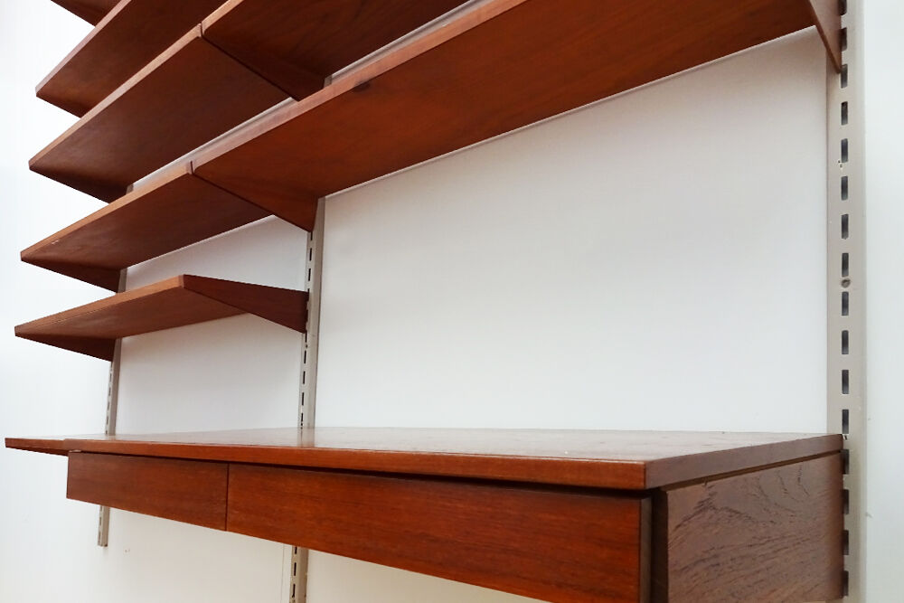 Kai Kristiansen Danish mid century compact floating teak wall unit and shelving set