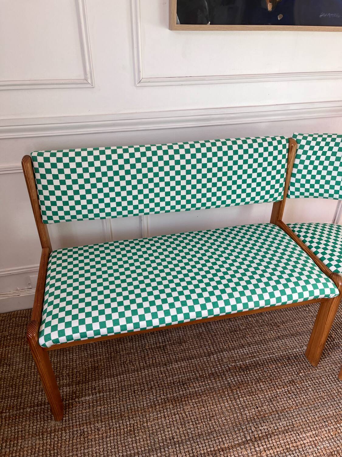 Vintage pine corner bench dining area