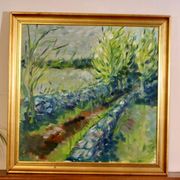 Original Swedish Mid Century Oil on Canvas "Path" - Vintage & Framed