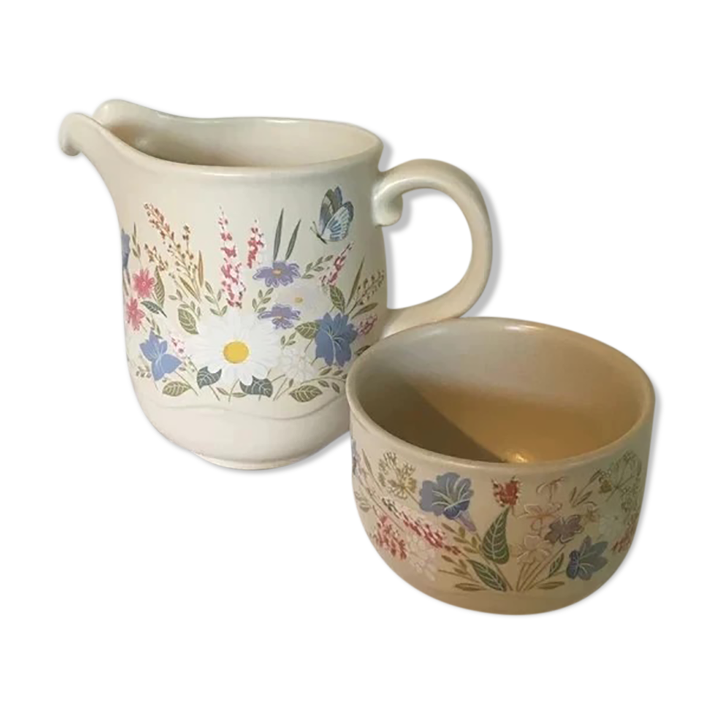 Vintage milk jug and sugar bowl set by Poole Pottery England 1980