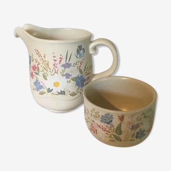 Vintage milk jug and sugar bowl set by Poole Pottery England 1980