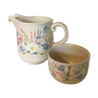 Vintage milk jug and sugar bowl set by Poole Pottery England 1980