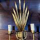 Pair of gold metal foliage spray sconces in the Bagues style - Vintage 70's