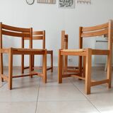Set of 2 vintage chairs in solid elm and rush in the style of Regain/Asserbo.
