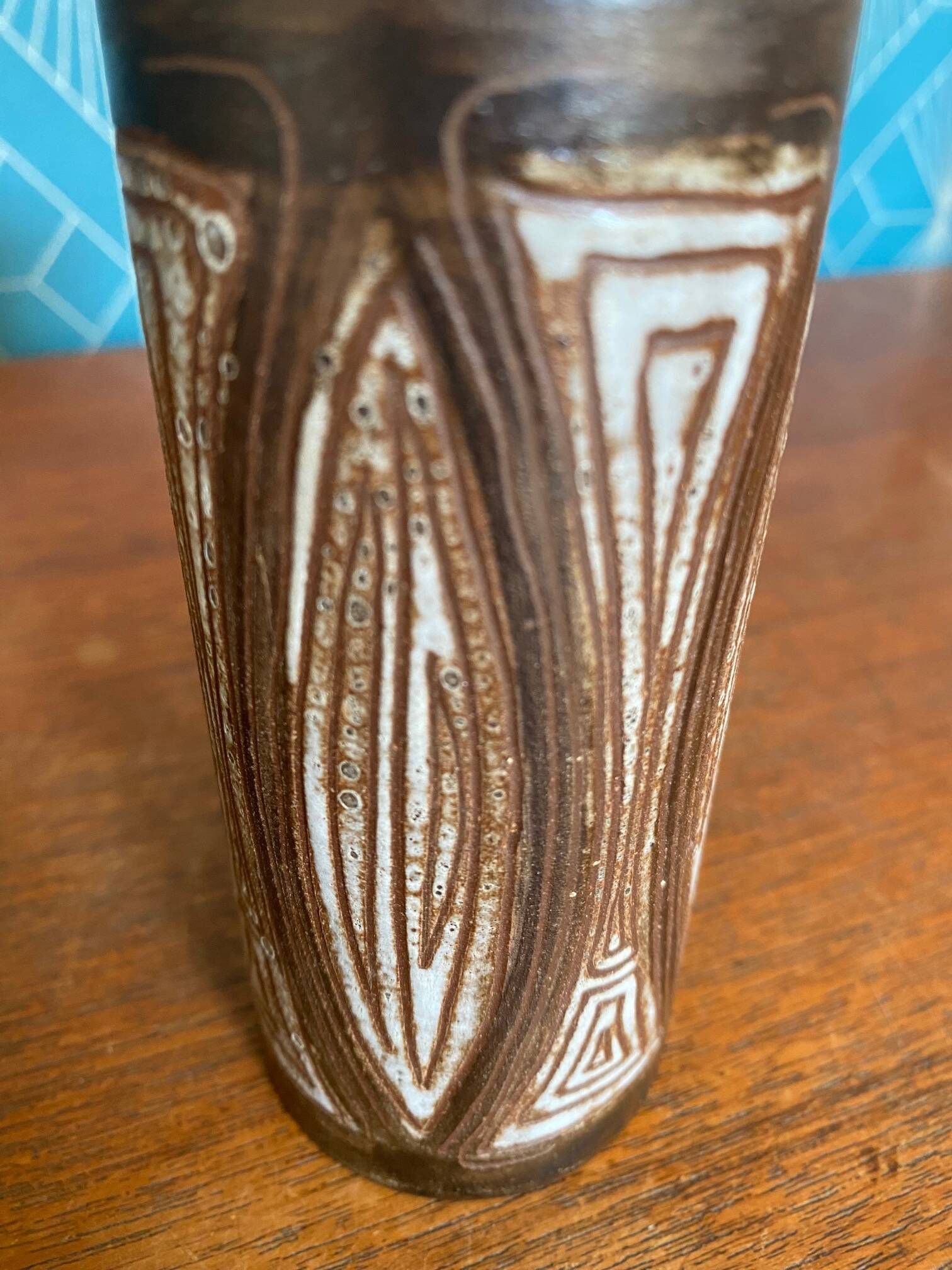 Small soliflore vase in glazed ceramic by Alexandre Kostanda – Vallauris,
