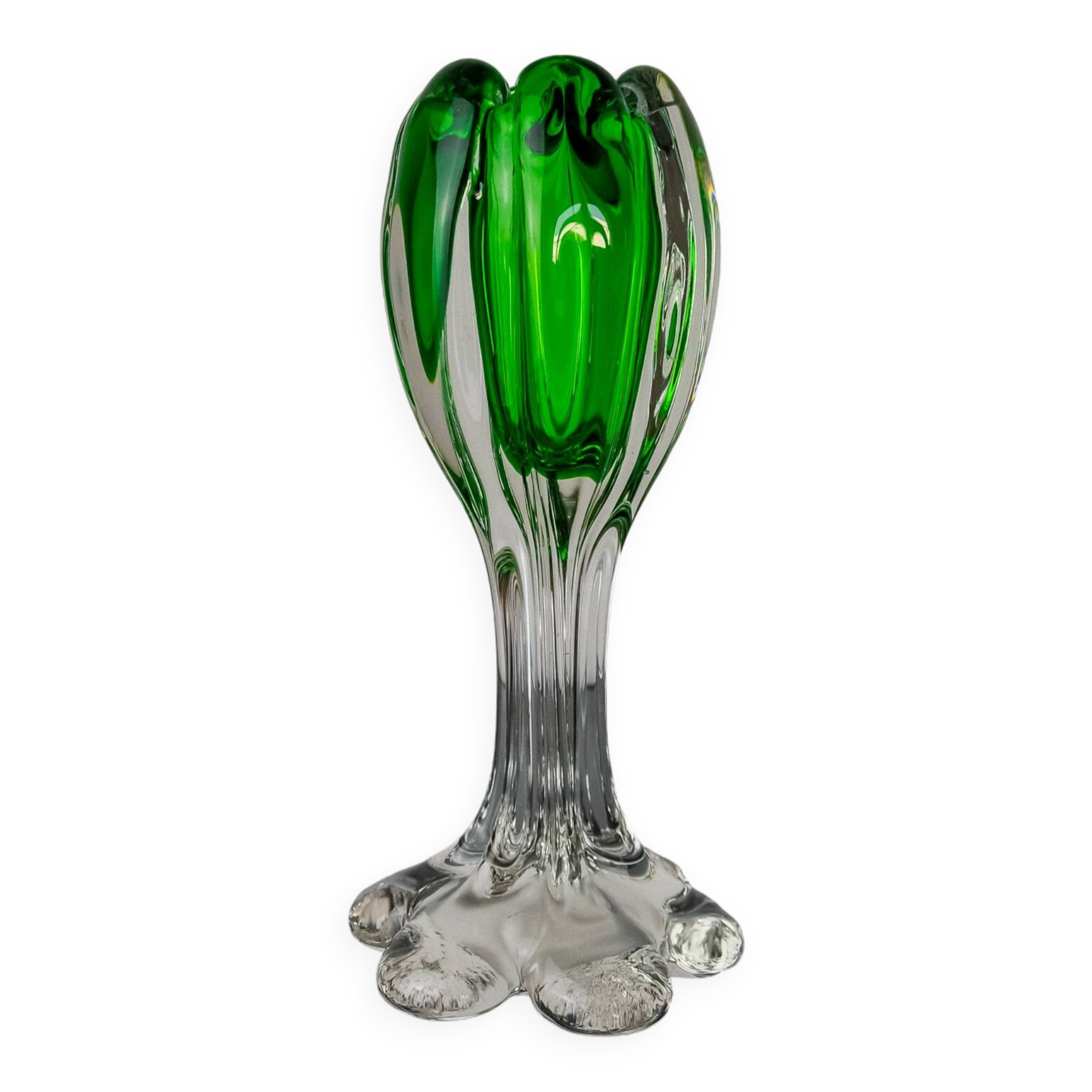 Sommerso green candle holder by Flavio Poli for Seguso, Murano glass, Italy, 1970