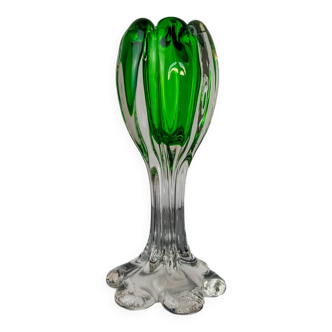 Sommerso green candle holder by Flavio Poli for Seguso, Murano glass, Italy, 1970