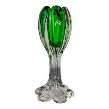 Bougeoir Sommerso vert par Flavio Poli pour Seguso, verre de Murano, Italie, 1970
