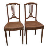 Set of two classic chairs in maple wood marquetry