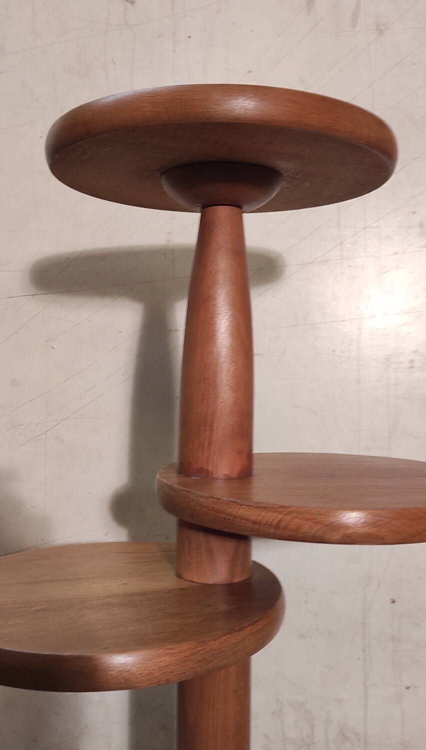 Art Deco pedestal table in varnished solid wood - 1940s