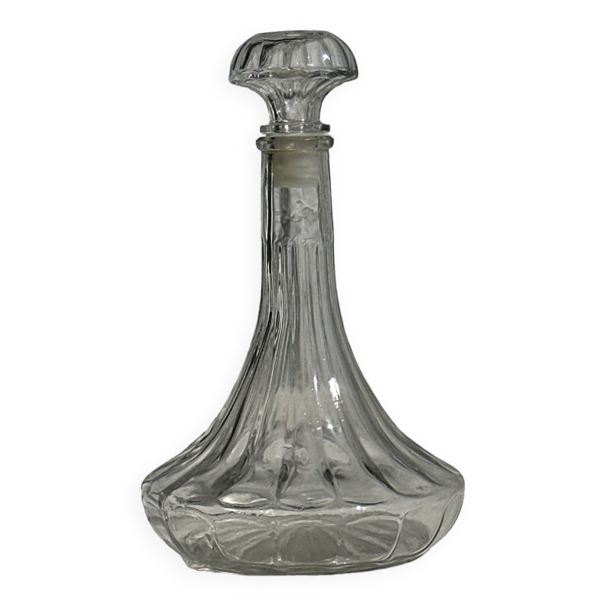 Large glass carafe with ribbed stopper H25