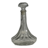 Grande carafe en verre à bouchon striée H25