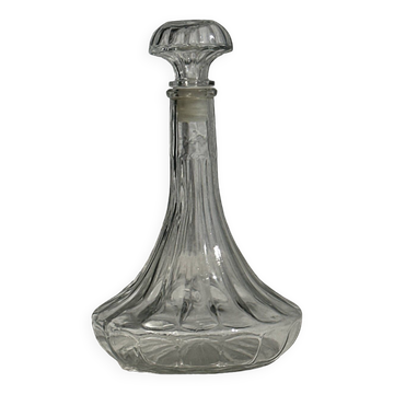 Grande carafe en verre à bouchon striée H25