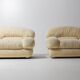 Elegant Italian lounge chairs in cream coloured fabric, 1970s