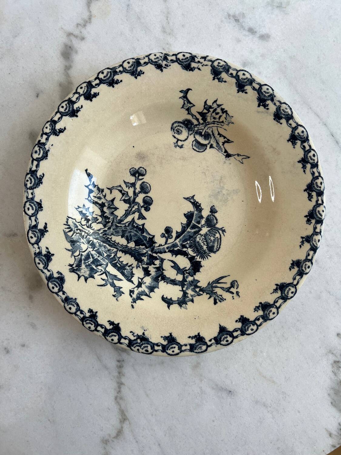 Set of 4 chardon gien terre de fer soup plates