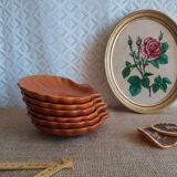 Set of 6 glazed scallop shell ramekins Emile Henry France