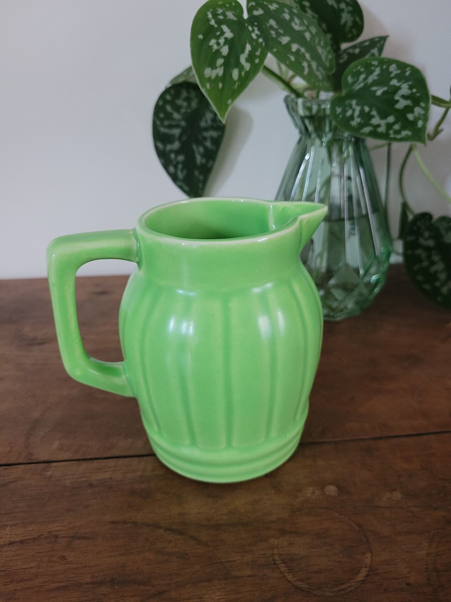 Green ceramic jug