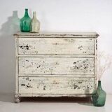 Large antique chest of drawers with white patina (circa 1920) #42