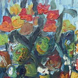 Bouquet art brut signé daté 1967