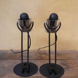 Pair of vintage chrome metal lamps