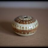 Ensemble de 3 vases céramique, vase boule et vase forme oursin, vase signé, collection,