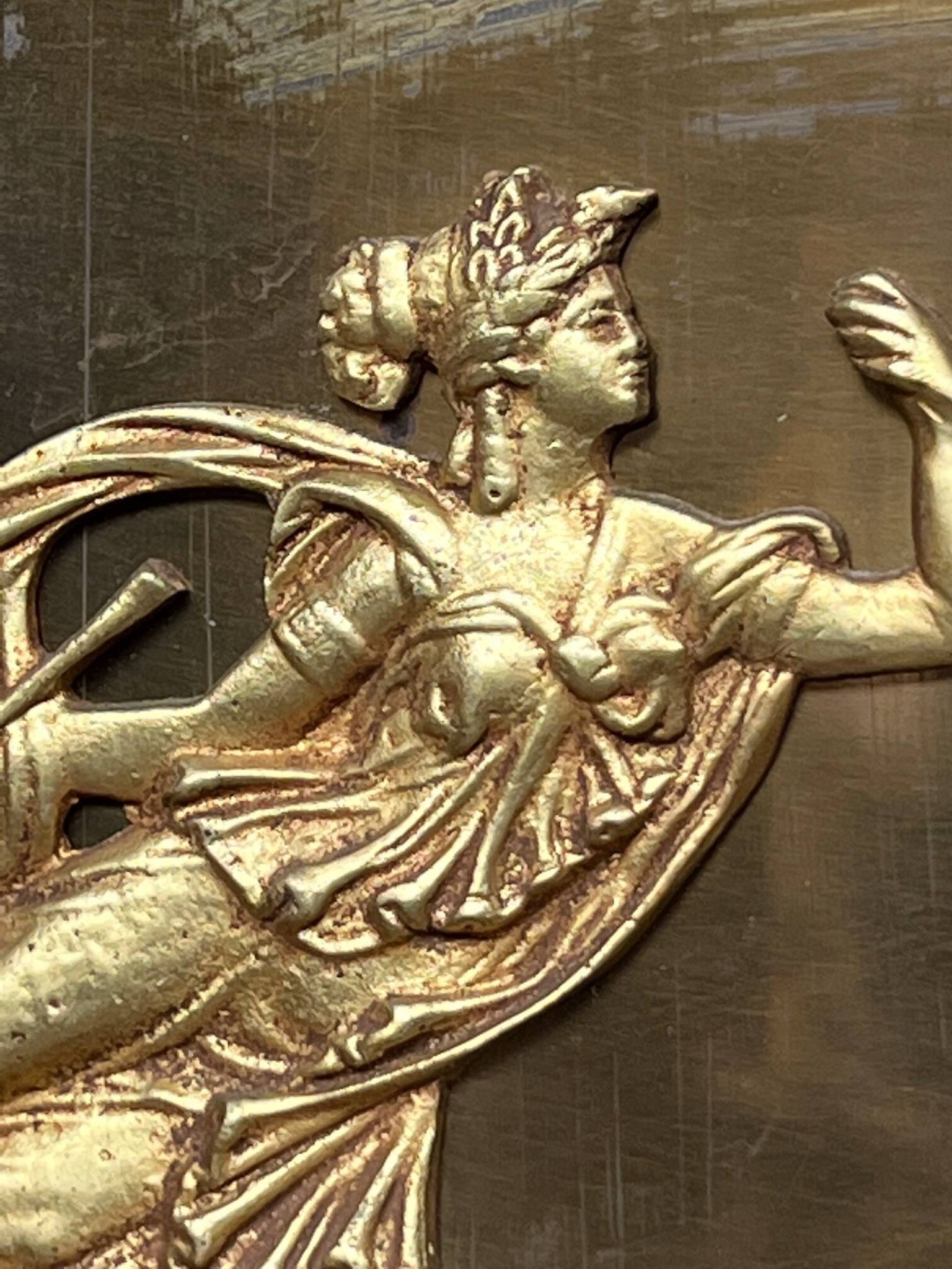 Empire-style fireplace decoration.