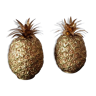 Two pineapple in resin and metal gold dating from the 1960s