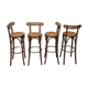 Set of 4 wooden French bar stools, 1980s