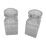 Duo of chiseled glass jars
