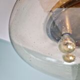 Large ceiling light in brass and blown bubble glass, Glasshütte Limburg, 1970.