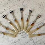 Set of 9 forks with horn dessert 50/60s