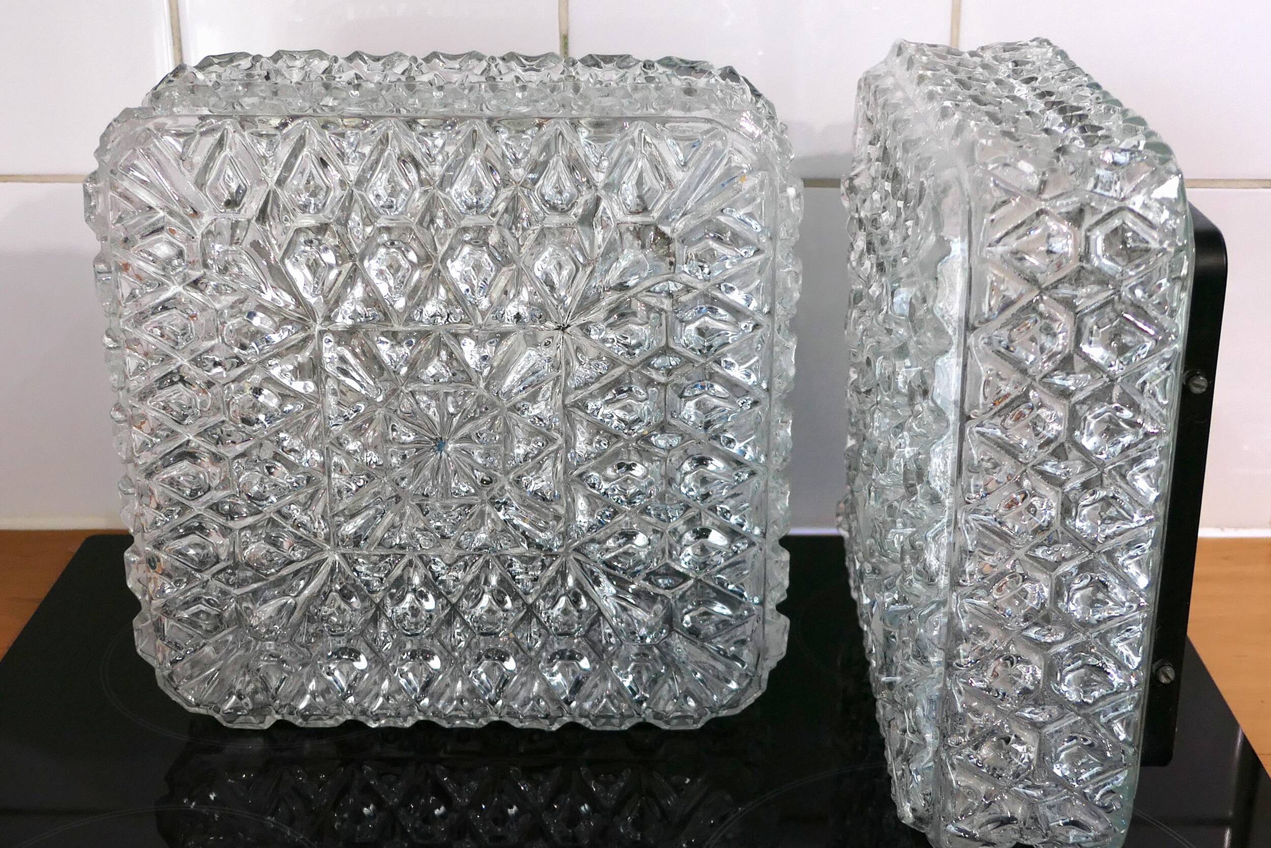 Pair of wall lights or ceiling lights Limburg Glashutte 1960s