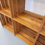 Bookcase vintage pine staircase shelf from the 80s in the style of Maison Regain