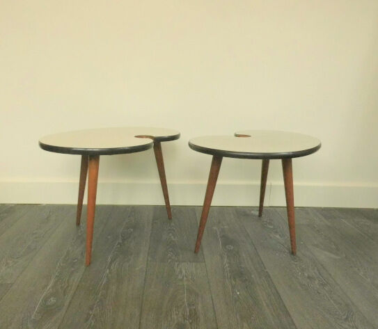 Paire de tables basse tripode vintage années 50