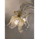 Murano Style Glass Clear and Gold Chandelier With Flowers and Leaves